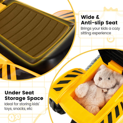 Ride on Push Car Bulldozer Digger Toy with Safety Helmet and Working Shovel