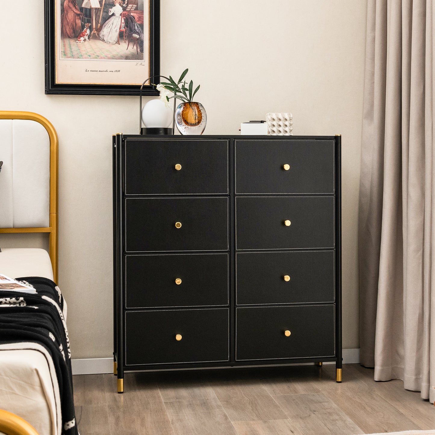 Floor Dresser Storage Organizer with 5/6/8 Drawers with Fabric Bins and Metal Frame-8-Drawer Kids Crystal