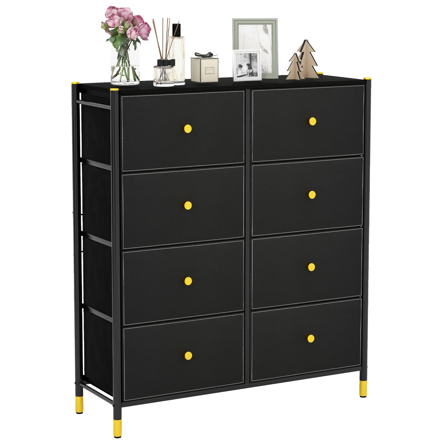 Floor Dresser Storage Organizer with 5/6/8 Drawers with Fabric Bins and Metal Frame-8-Drawer Kids Crystal