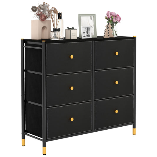 Floor Dresser Storage Organizer with 5/6/8 Drawers with Fabric Bins and Metal Frame-6-Drawer Kids Crystal