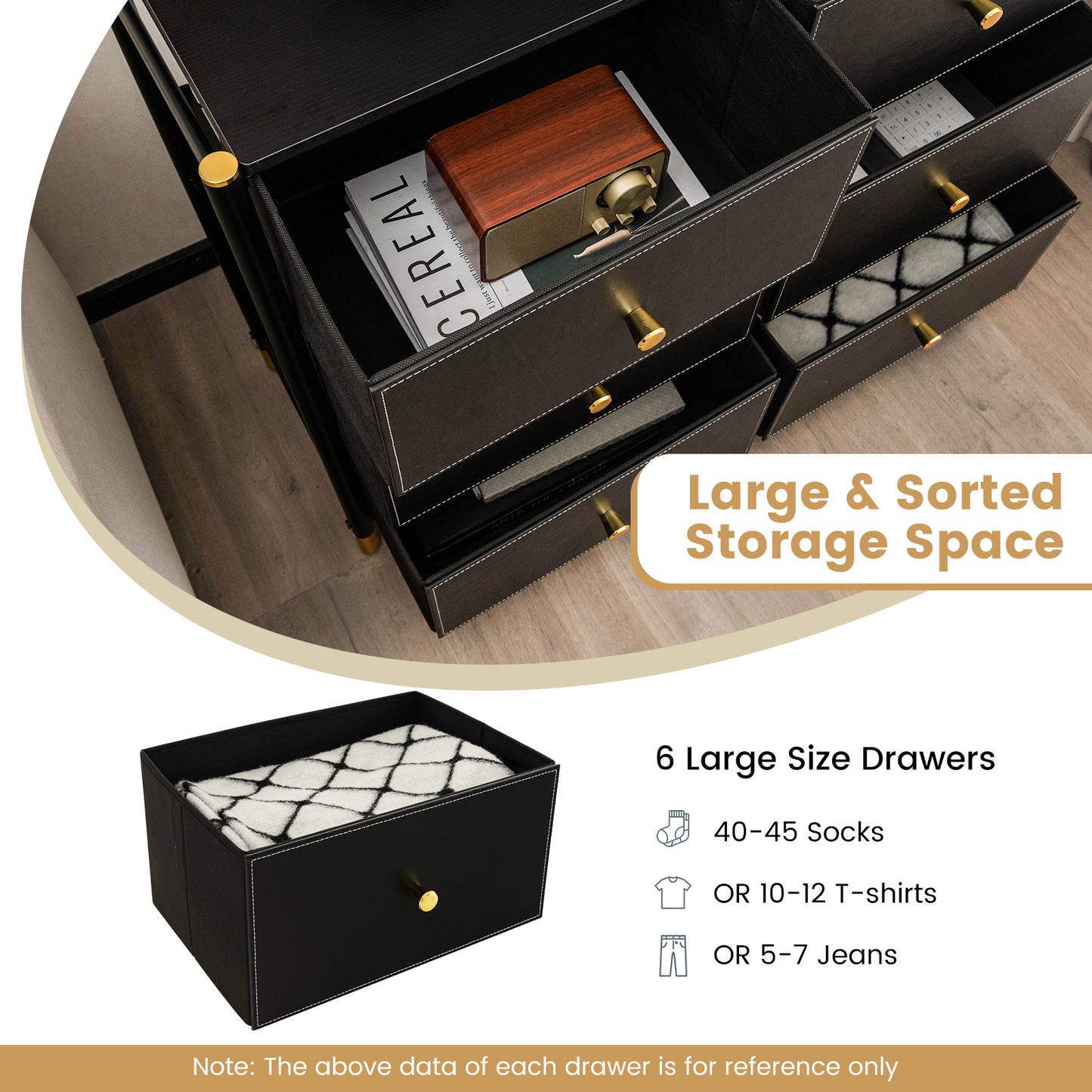 Floor Dresser Storage Organizer with 5/6/8 Drawers with Fabric Bins and Metal Frame-6-Drawer Kids Crystal