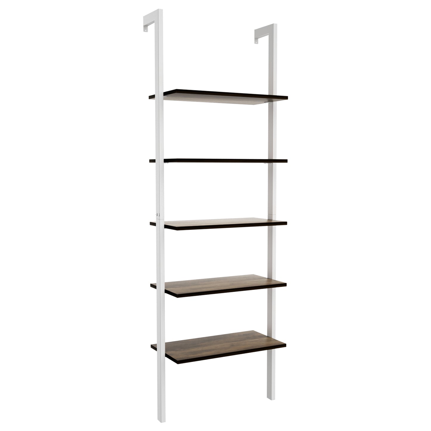 5-Tier Wood Look Ladder Shelf with Metal Frame for Home-White Kids Crystal