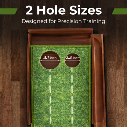 Golf Putting Mat Practice Training Aid with Auto Ball Return and 2 Hole Sizes