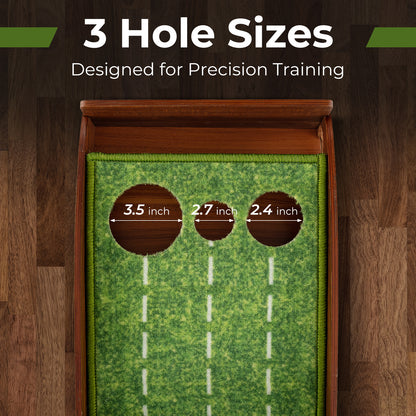 Golf Putting Mat Practice Training Aid with Auto Ball Return and 3 Hole Sizes