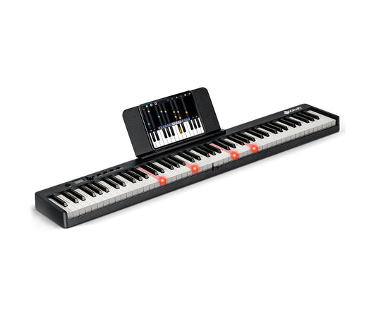 88-Key Folding Electric Lighted Piano Full-Size Portable Keyboard MIDI-Black Kids Crystal