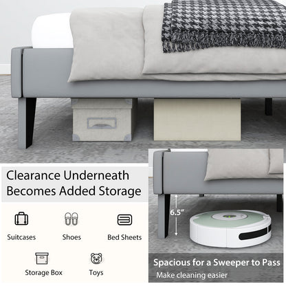 Full/Queen/Twin Velvet Upholstered Bed Frame with High Headboard-Queen Size