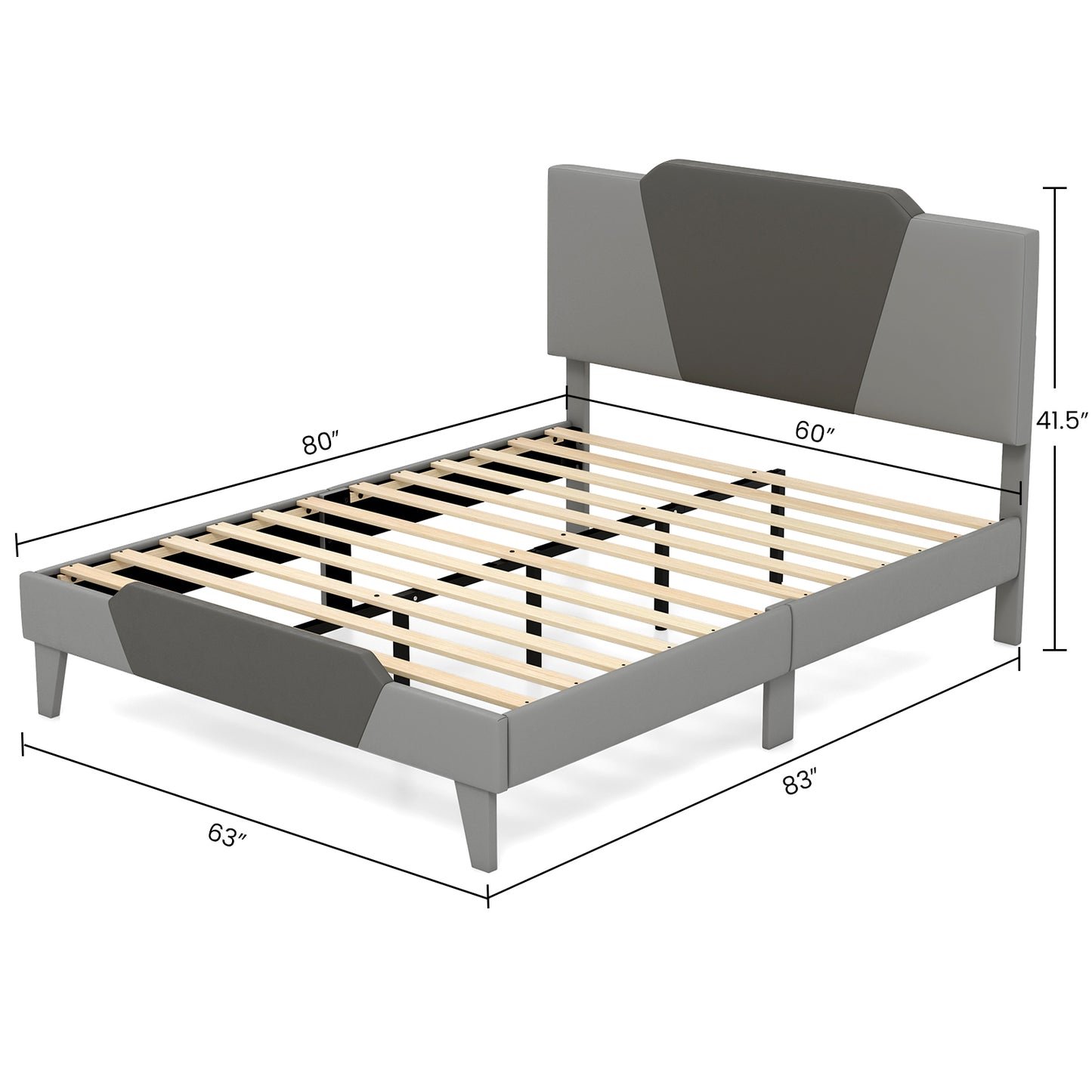 Full/Queen/Twin Velvet Upholstered Bed Frame with High Headboard-Queen Size Kids Crystal