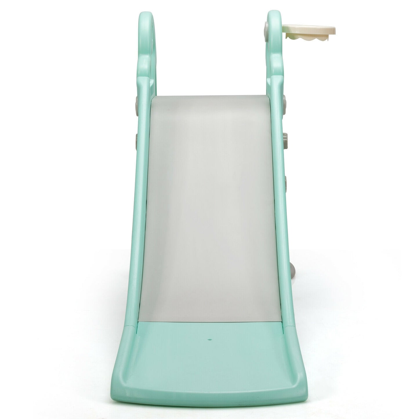 3-in-1 Kids Climber Slide Play Set with Basketball Hoop and Ball-Green Kids Crystal