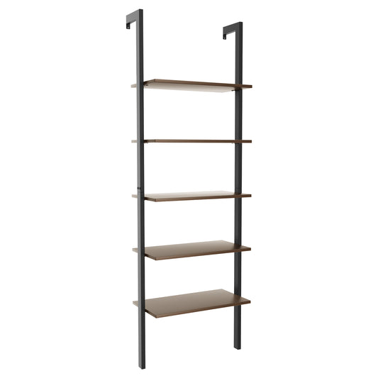 5-Tier Wood Look Ladder Shelf with Metal Frame for Home-Black Kids Crystal