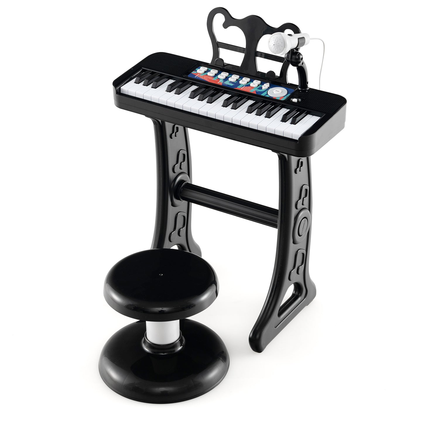Kids Piano Keyboard 37-Key Kids Toy Keyboard Piano with Microphone for 3+ Kids-Black Kids Crystal