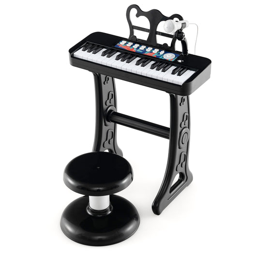 Kids Piano Keyboard 37-Key Kids Toy Keyboard Piano with Microphone for 3+ Kids-Black Kids Crystal