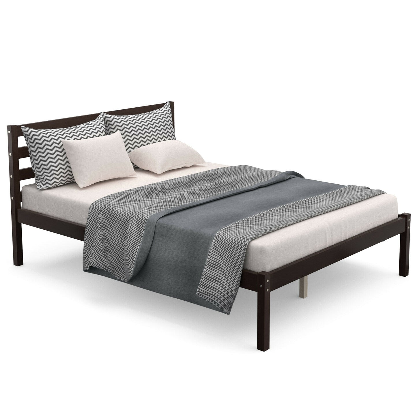 Full Size Bed frame Foundation with Solid Wooden Slat Suppor Kids Crystal