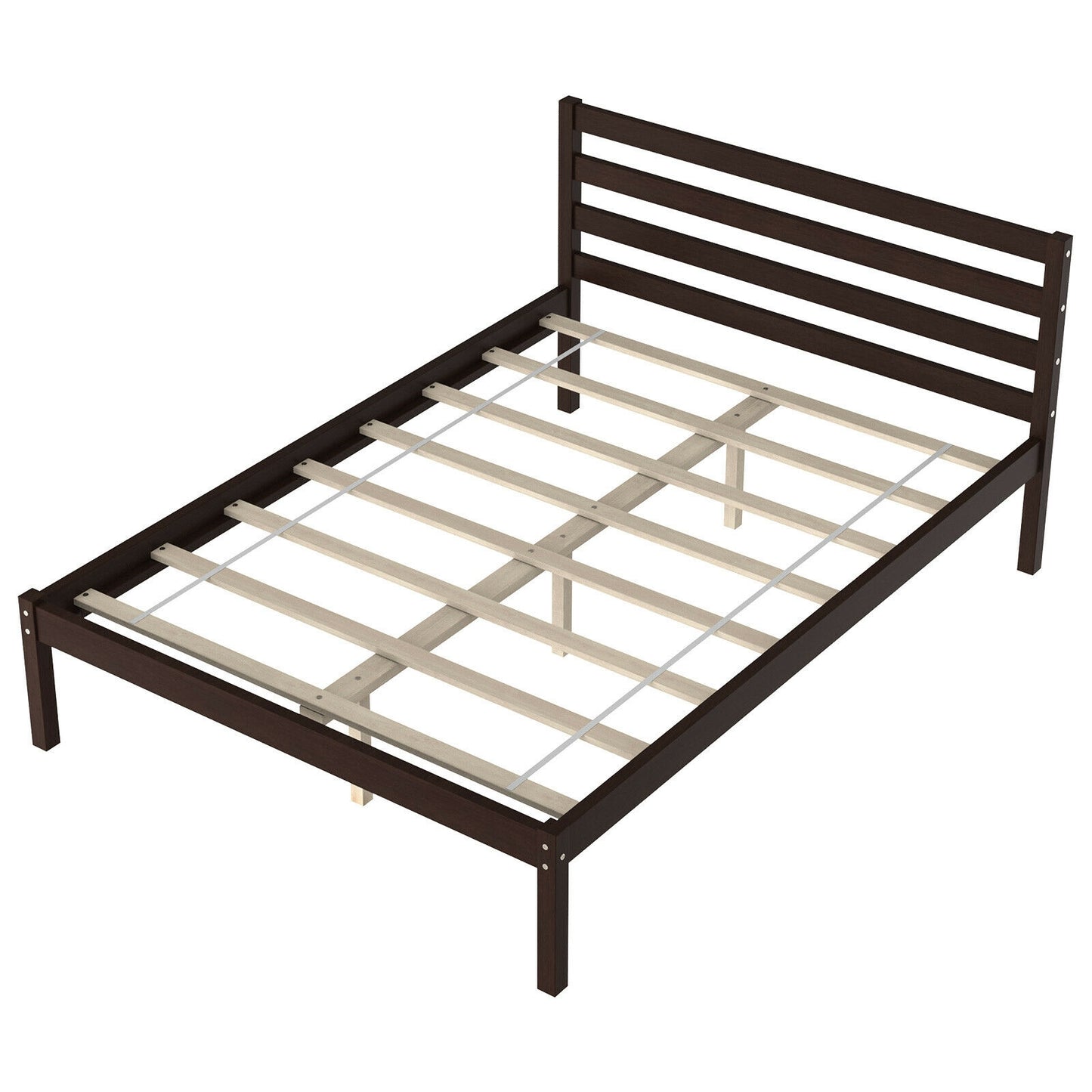 Full Size Bed frame Foundation with Solid Wooden Slat Suppor Kids Crystal