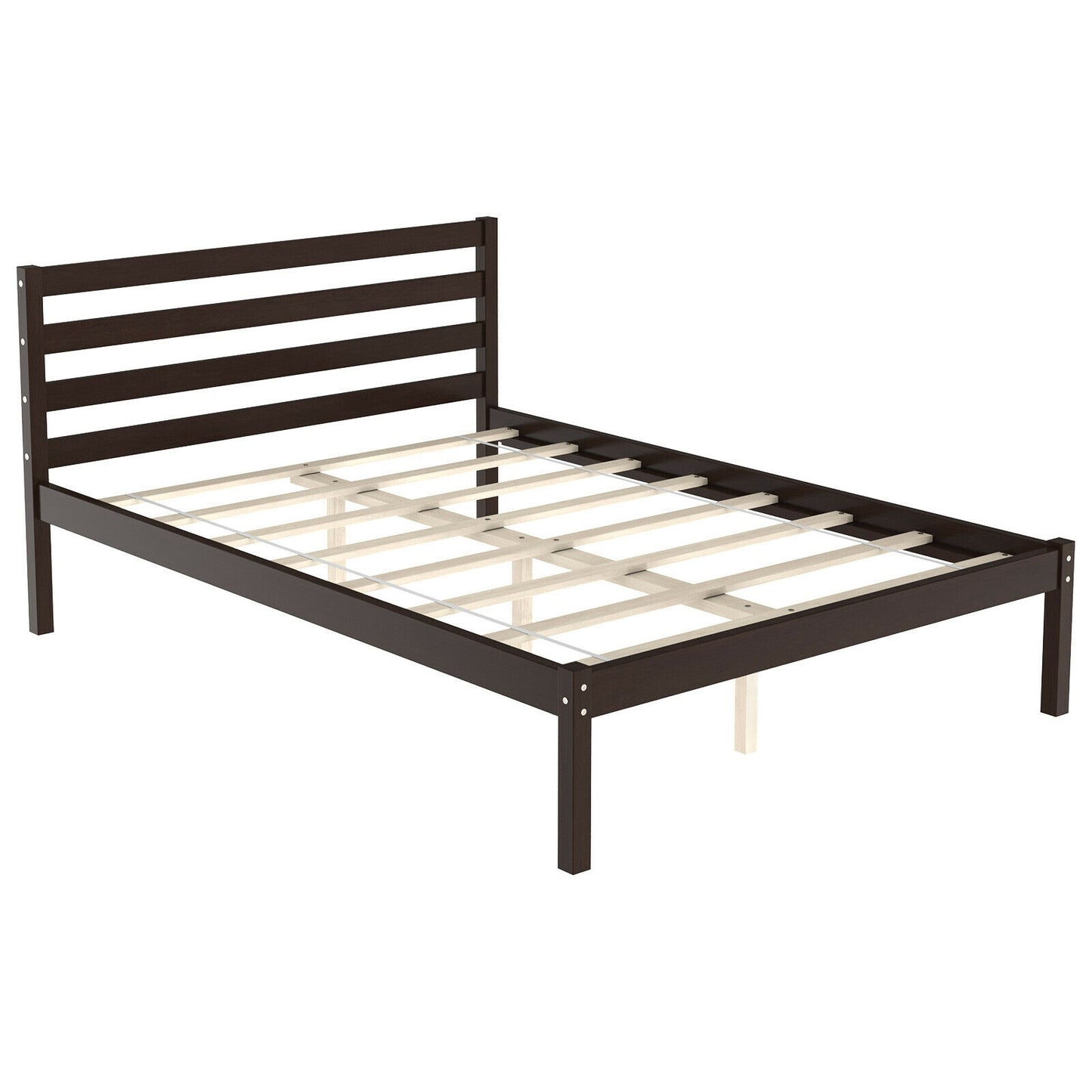 Full Size Bed frame Foundation with Solid Wooden Slat Suppor Kids Crystal