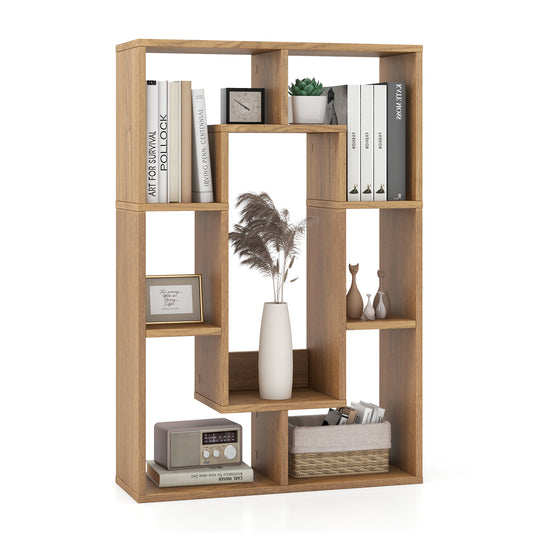 7-Cube Geometric Bookshelf Modern Decorative Open Bookcase-Natural Kids Crystal