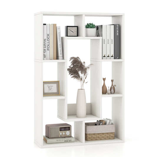 7-Cube Geometric Bookshelf Modern Decorative Open Bookcase-White Kids Crystal