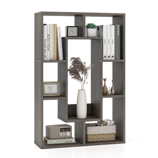 7-Cube Geometric Bookshelf Modern Decorative Open Bookcase-Gray Kids Crystal