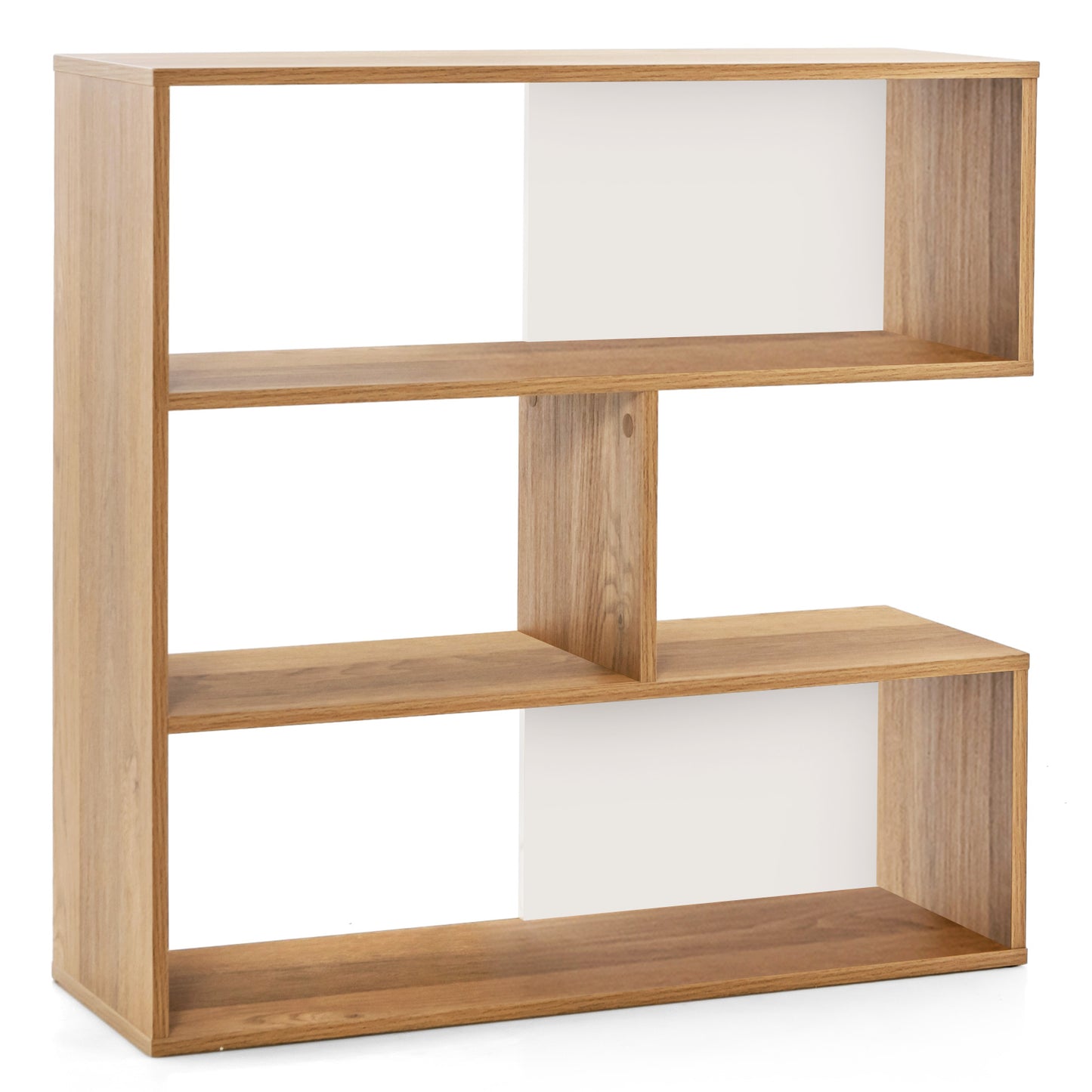 Concave Bookshelf 3-Shelf Open Bookcase with Anti-Toppling Device for Living Room Study Office Kids Crystal