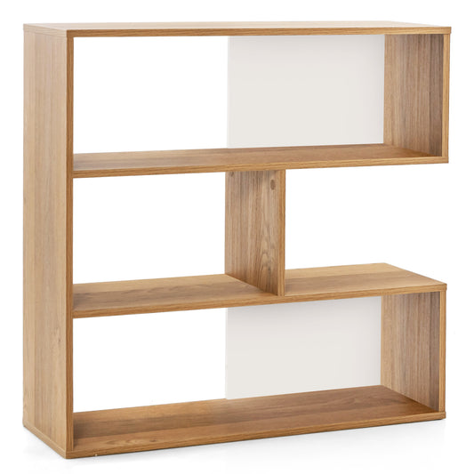 Concave Bookshelf 3-Shelf Open Bookcase with Anti-Toppling Device for Living Room Study Office Kids Crystal