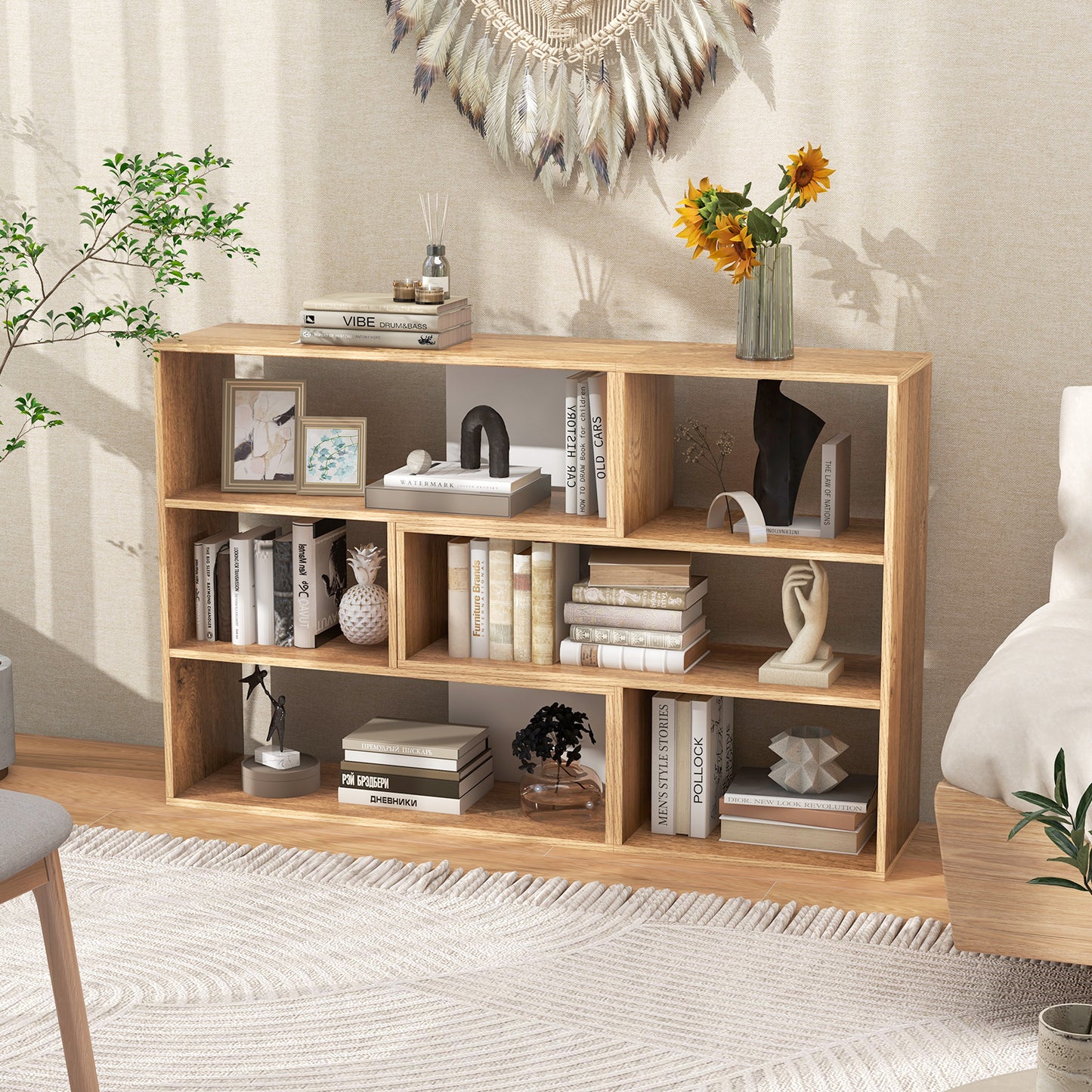 2-Piece Separable Bookshelf Floor Standing Corner Display Storage Kids Crystal