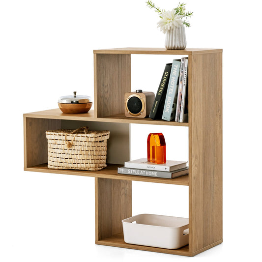 Convex Bookshelf 3-Shelf Open Bookcase Room Organizer with Anti-Toppling Device Kids Crystal