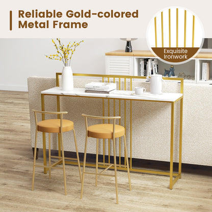 47 Inch Long Entryway Table with Faux Marble Top and Baffle-White