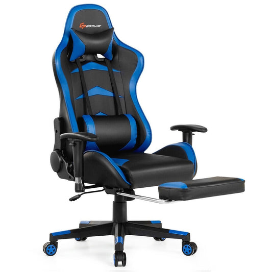Massage Gaming Chair with Footrest-Blue Kids Crystal