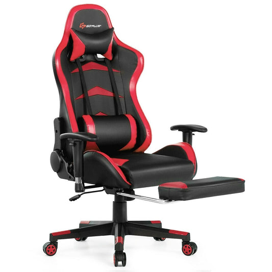 Massage Gaming Chair with Footrest-Red Kids Crystal