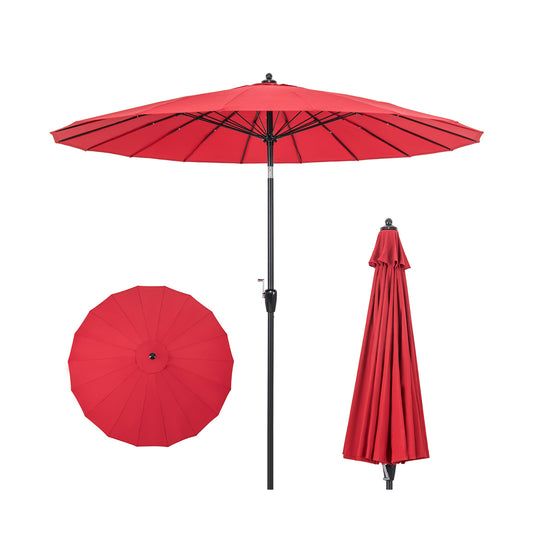 9 Feet Round Patio Umbrella with 18 Fiberglass Ribs-Wine Kids Crystal