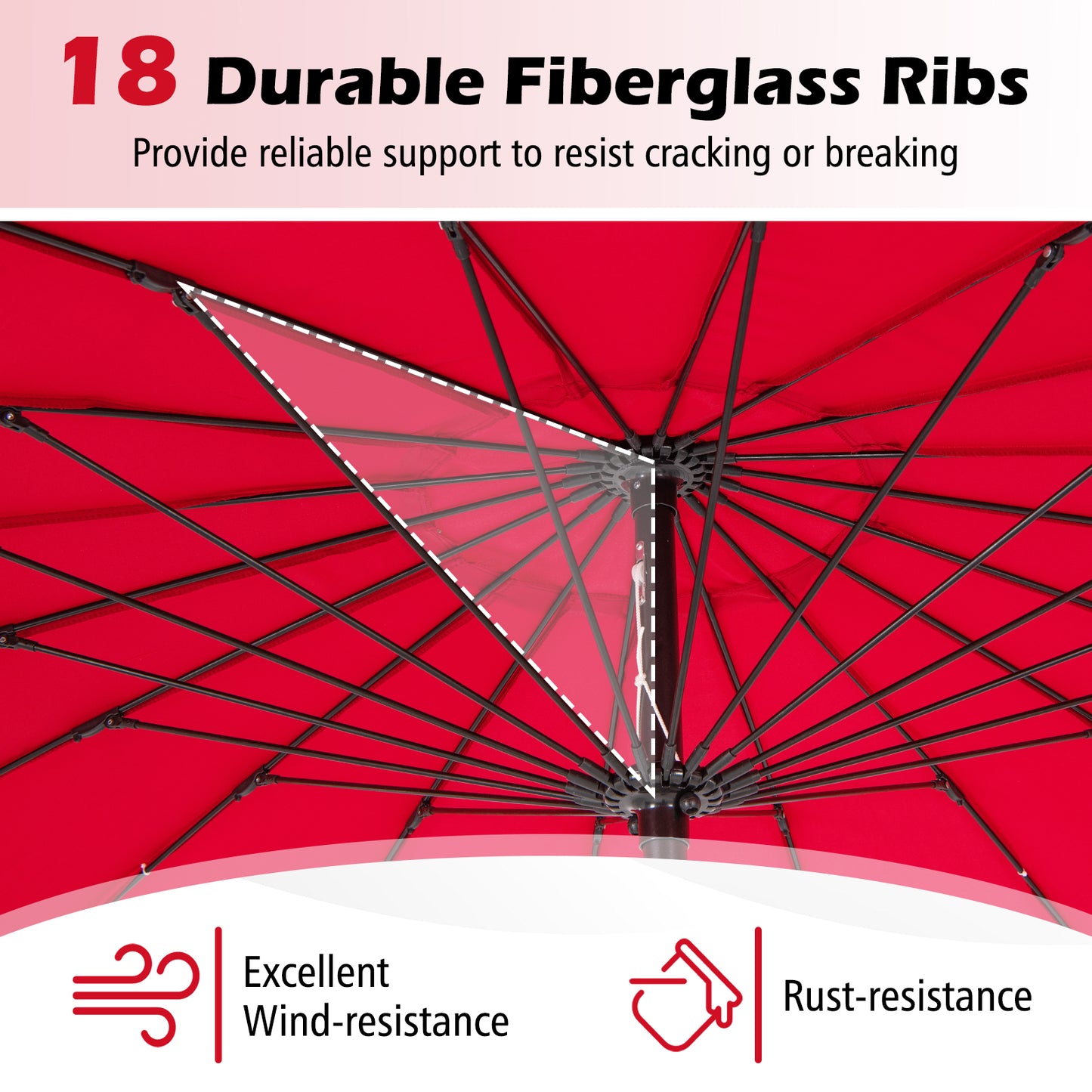 9 Feet Round Patio Umbrella with 18 Fiberglass Ribs-Wine Kids Crystal