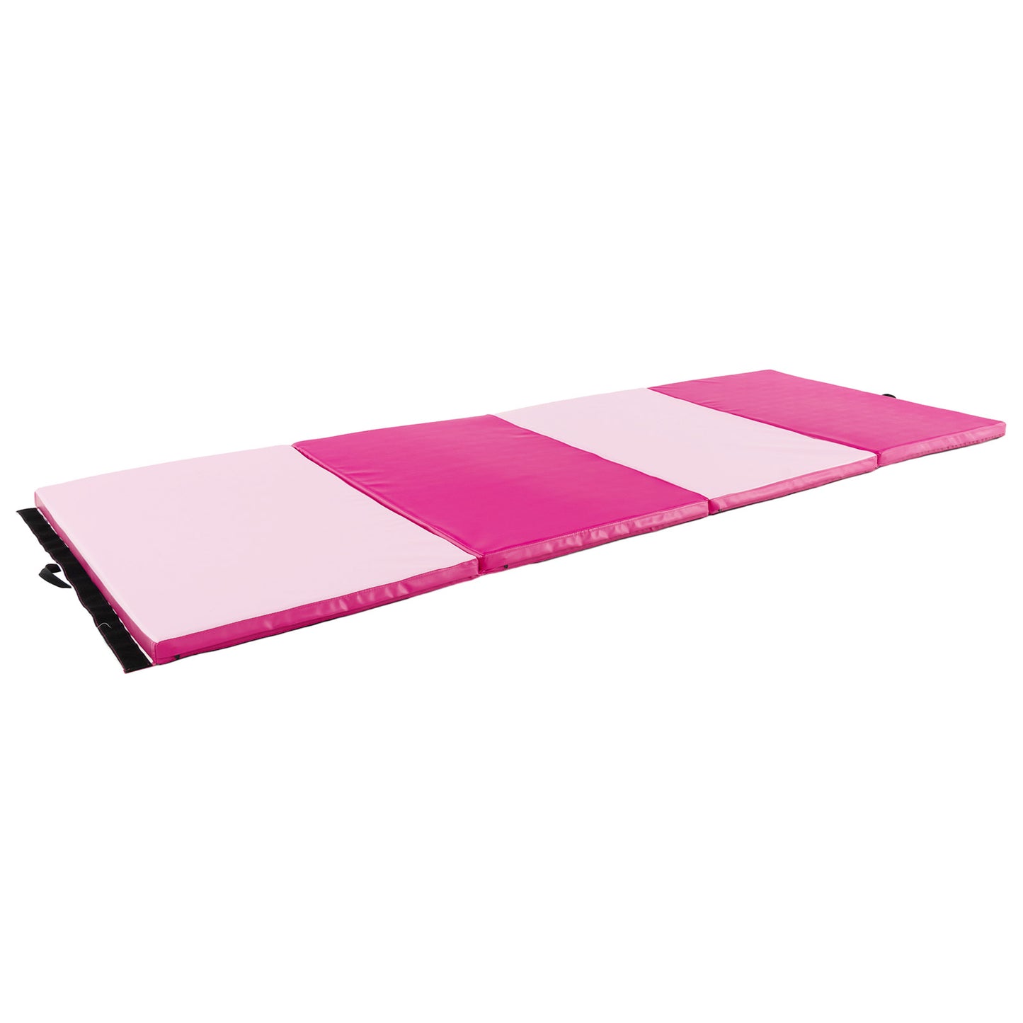 4-Panel PU Leather Folding Exercise Mat with Carrying Handles-Hot Pink Kids Crystal