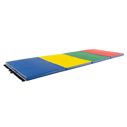 4-Panel PU Leather Folding Exercise Mat with Carrying Handles-Multicolor Kids Crystal