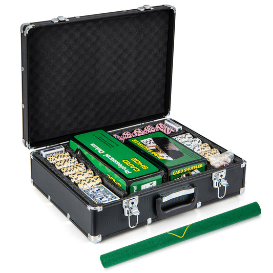 600-Piece Poker Chip Set 14 Gram Claytec Chips with Carrying Case-Black Kids Crystal