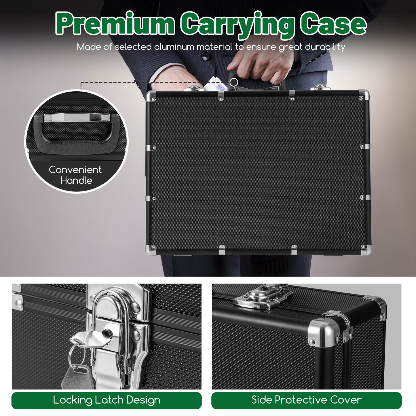 600-Piece Poker Chip Set 14 Gram Claytec Chips with Carrying Case-Black Kids Crystal