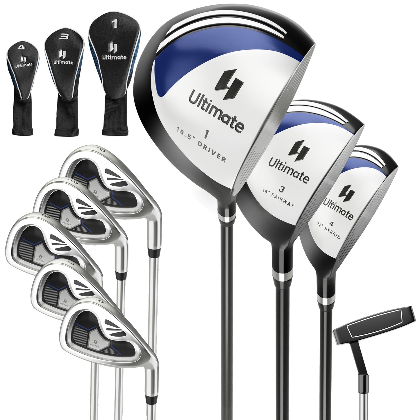 Men's 9 Pieces Complete Golf Club Set-Navy Kids Crystal