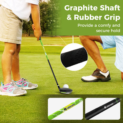 Junior Complete Golf Club Set for Kids with Rain Hood Right Hand Children Golf Age 8-10 Years Old-Green
