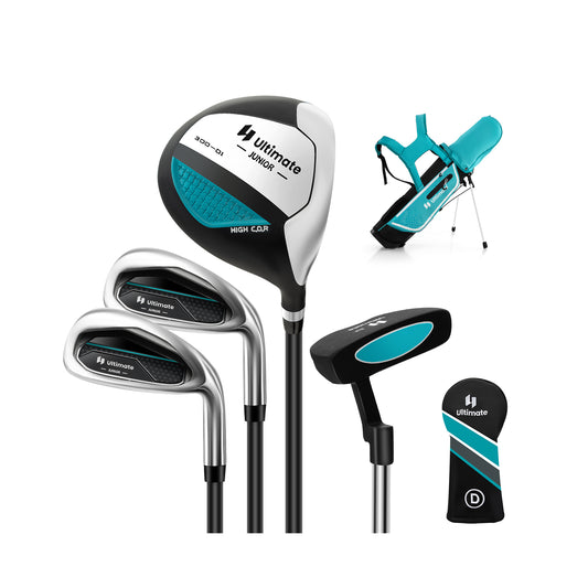 Junior Complete Golf Club Set for Kids with Rain Hood Right Hand Children Golf Age 8-10 Years Old-Blue Kids Crystal