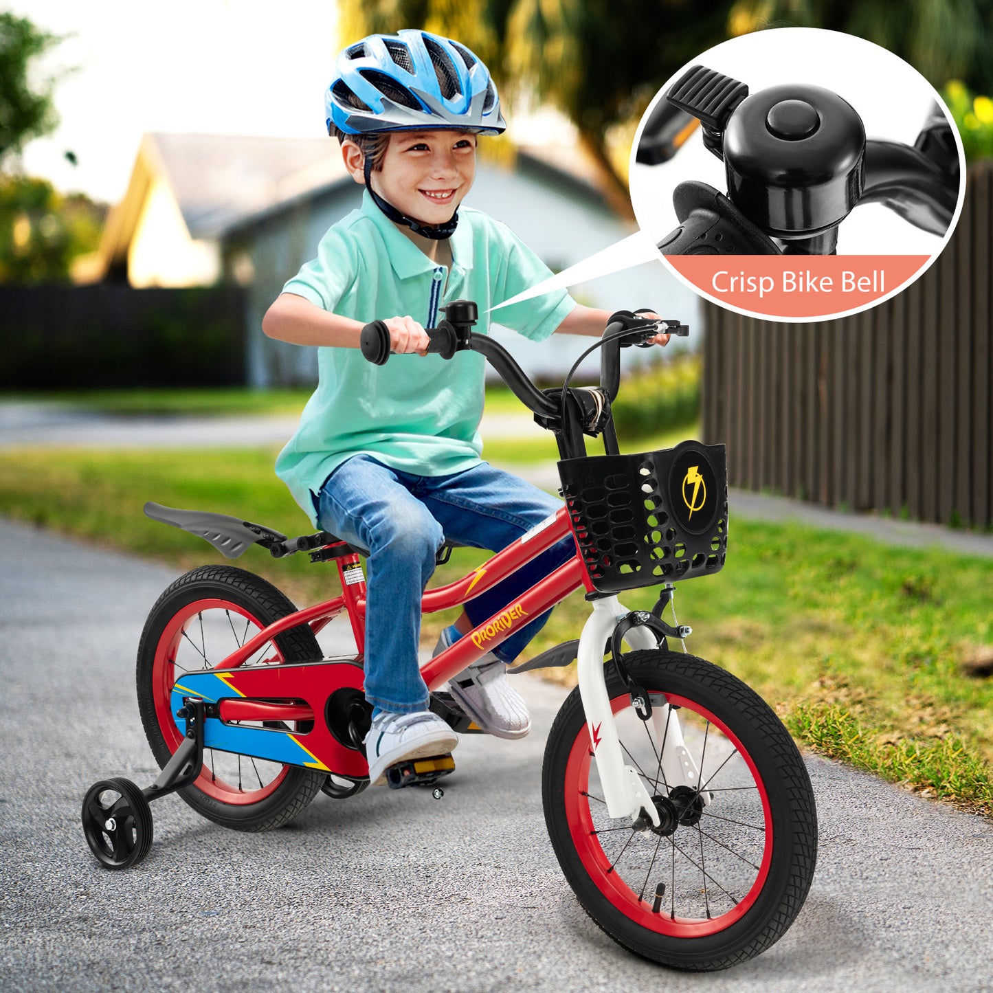 14 Inch Kids Bike with 2 Training Wheels for 3-5 Years Old-Red Kids Crystal
