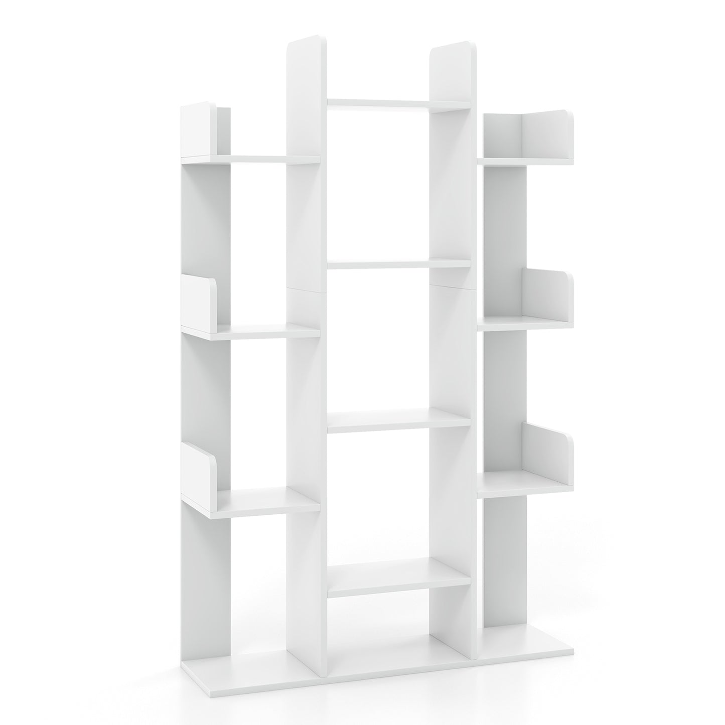 Tree-Shaped Bookshelf with 13 Compartments-White Kids Crystal