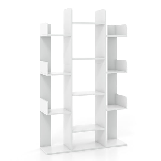 Tree-Shaped Bookshelf with 13 Compartments-White Kids Crystal