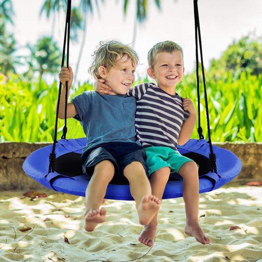 40 Inch Flying Saucer Tree Swing Indoor Outdoor Play Set-Blue Kids Crystal