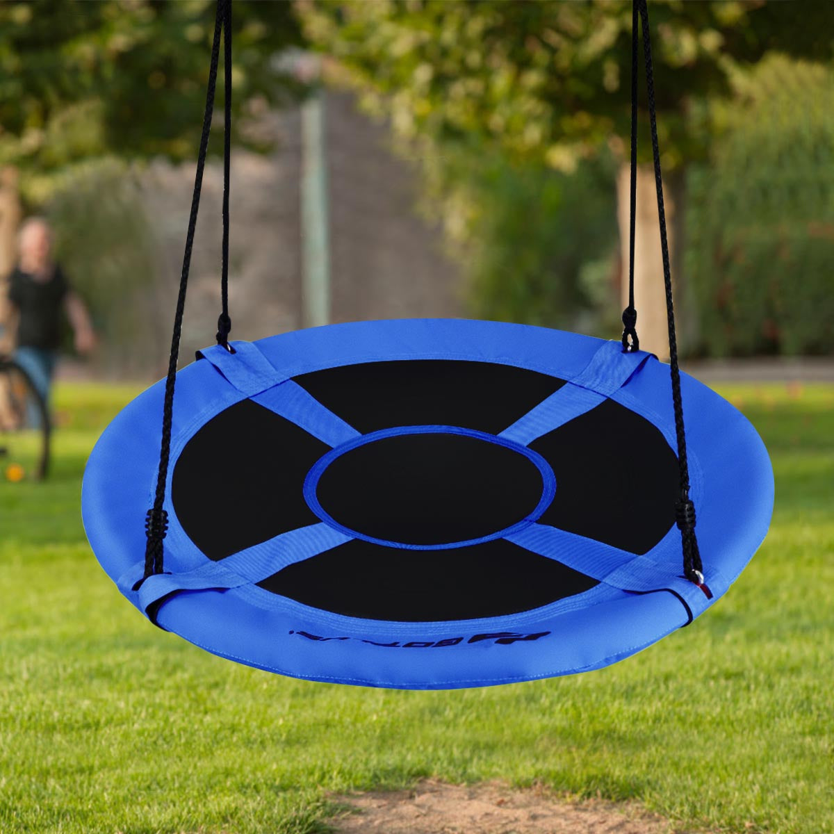 40 Inch Flying Saucer Tree Swing Indoor Outdoor Play Set-Blue Kids Crystal