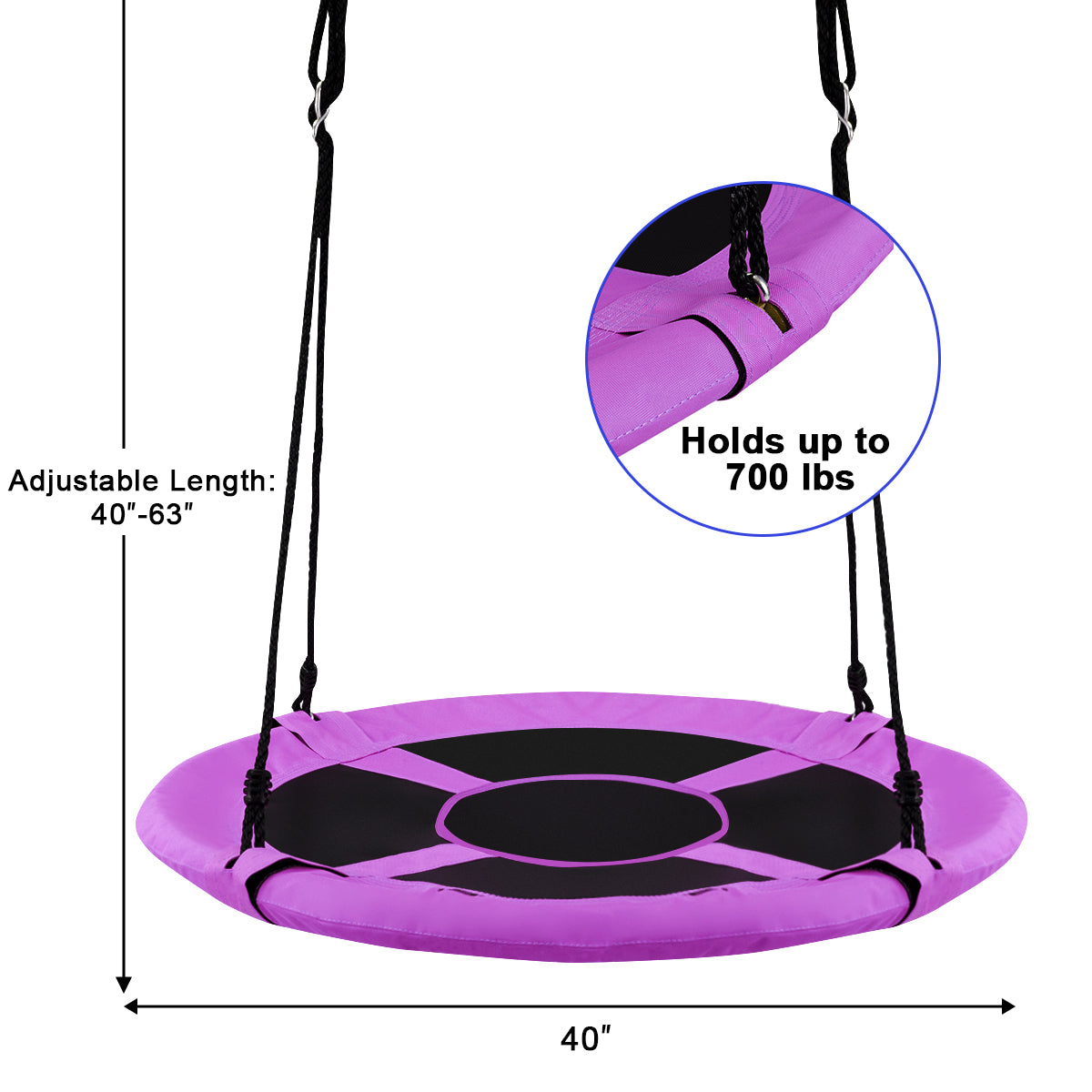 40 Inch Flying Saucer Tree Swing Indoor Outdoor Play Set-Purple Kids Crystal