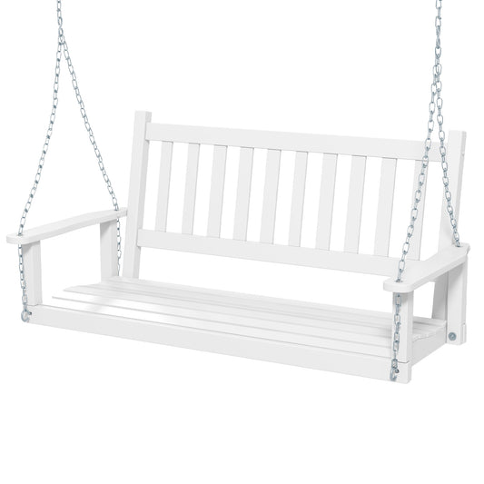 2-Person Wooden Outdoor Porch Swing with 500 lbs Weight Capacity-White Kids Crystal