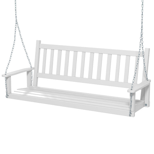 3-Person Wooden Outdoor Porch Swing with 800 lbs Weight Capacity-White Kids Crystal