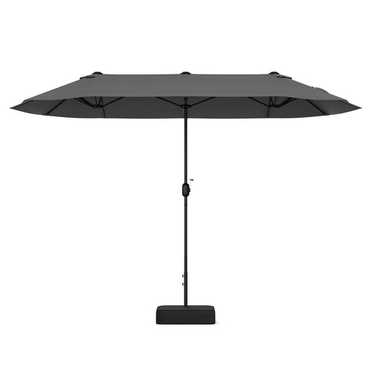13 Feet Double-Sided Patio Twin Table Umbrella with Crank Handle-Gray Kids Crystal