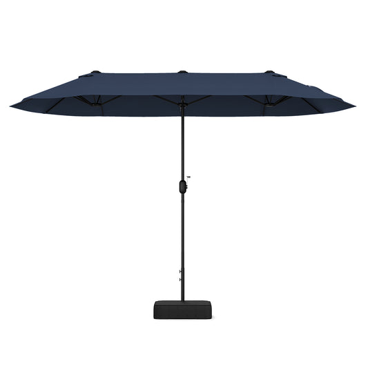 13 Feet Double-Sided Patio Twin Table Umbrella with Crank Handle-Navy Kids Crystal