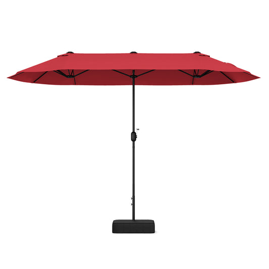 13 Feet Double-Sided Patio Twin Table Umbrella with Crank Handle-Wine Kids Crystal