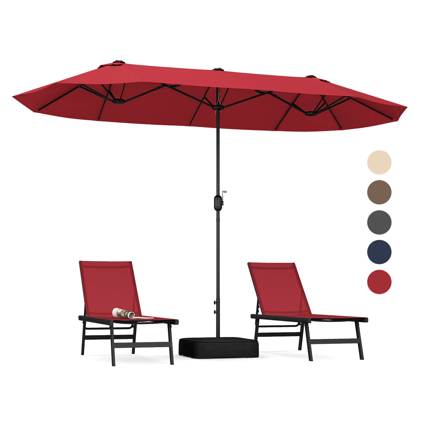 13 Feet Double-Sided Patio Twin Table Umbrella with Crank Handle-Wine Kids Crystal
