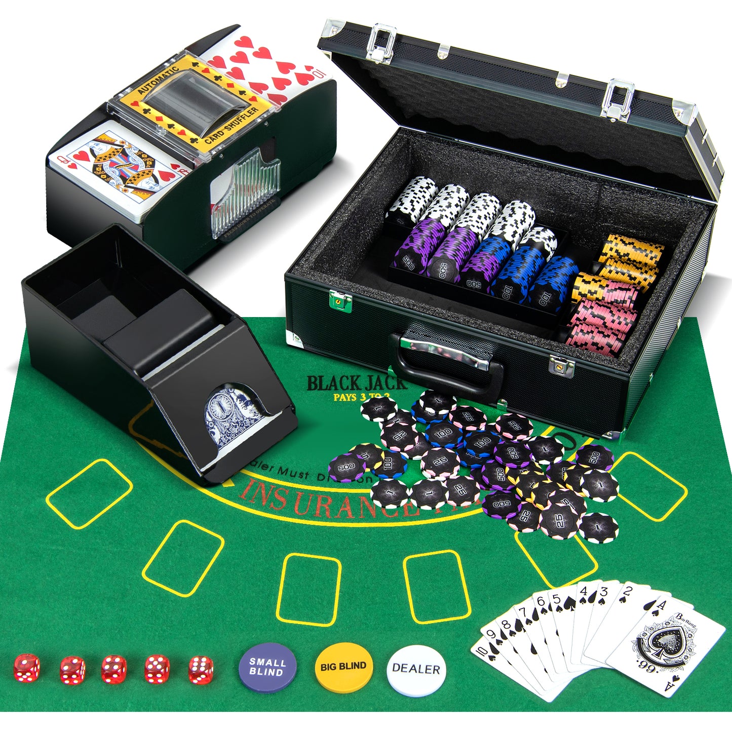 14 Gram Poker Chips 300 Pieces Casino Poker Chip Set-Black Kids Crystal